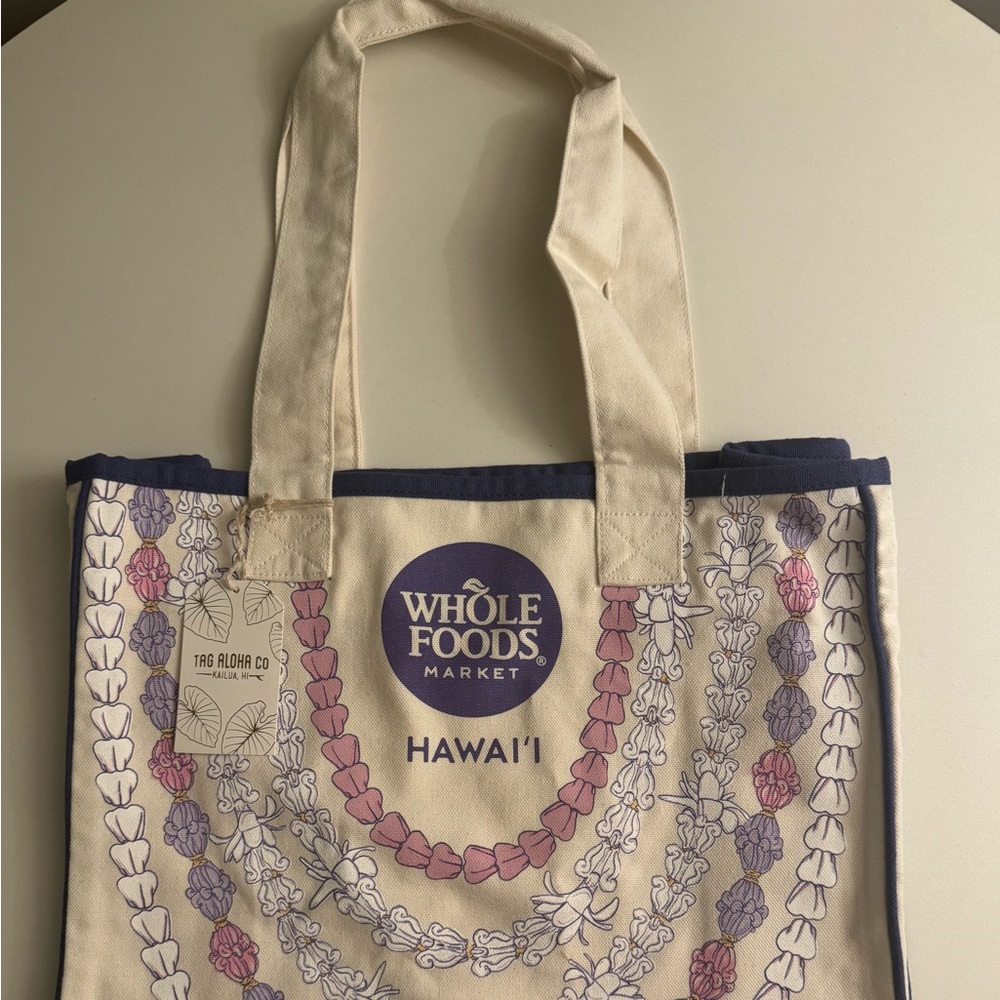 Whole Foods Hawaii Crown Flower Lei Large Rope Tote Bag